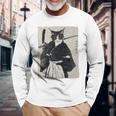 日本美術 猫 忍者 浮世絵 アニメ風 侍猫 長袖tシャツ 長袖Tシャツ 高齢者への贈り物