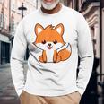 森のかわいい面白いキツネの子動物は小さなキツネが大好きです 長袖Tシャツ 高齢者への贈り物