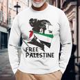 無料パレスチナ国旗 ガザの終わり占領 パレスチナ語 長袖Tシャツ 高齢者への贈り物