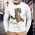 猫 ねこ バイク 長袖Tシャツ 高齢者への贈り物