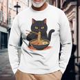 猫 ラーメン グラフィック 日本語 カワイイ アニメ 面白い ラーメン 猫 長袖tシャツ 長袖Tシャツ 高齢者への贈り物