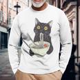 猫 ラーメン 麺 和 ラーメン かわいい 猫 長袖Tシャツ 高齢者への贈り物
