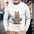 筋トレ ジム やる気がないなら家に帰れ ネザーランドドワーフ ウサギ ベージュ 長袖Tシャツ 高齢者への贈り物