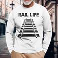 線路付きレールライフ 鉄道作業員と鉄道模型用 長袖Tシャツ 高齢者への贈り物