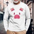 豚の顔 かわいいハロウィン 豚 動物 コスチューム メンズ レディース キッズ 長袖Tシャツ 高齢者への贈り物