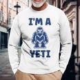 野獣のイエティ 忌まわしい雪だるまのユーモア 私はイエティが大好き I'm A Yeti 長袖Tシャツ 高齢者への贈り物