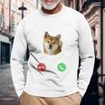 面白いtシャツ 柴犬 着信 イヌ わんこ メンズ 犬好き グッズ かわいい おもしろ 面白い 服 ネタ 長袖tシャツ 長袖Tシャツ 高齢者への贈り物