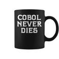 Cobol Never Dies 面白いコボルプログラマー ミニマリストデザイン コーヒーマグ