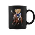 Cool Teddy Bear Playing Horse Polo Game Illustration Graphic コーヒーマグ