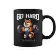 Go Hard Or Go Home 柴犬 犬 ウエイトリフティング フィットネス ジム コーヒーマグ