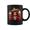 Long Haired Curvy Mexican Chibi Zarape Roses Mexican Pride コーヒーマグ