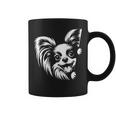 かわいい覗くパピヨン犬のグラフィック デザイン コーヒーマグ
