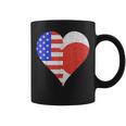 アメリカ日本国旗ハート コーヒーマグ
