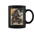 エレキギターを弾く日本の侍猫 浮世墨アート コーヒーマグ