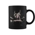 ドラムを叩く猫 面白い猫 ドラマー メンズ 半袖 おもしろ コーヒーマグ