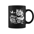 バラと蝶の猫、花柄 コーヒーマグ