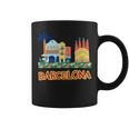 バルセロナの象徴的な建物とサグラダファミリア カラフル コーヒーマグ