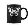 ベッキーバタフライ パーソナライズされたかわいい名前ワードアート コーヒーマグ