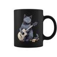 ミュージシャン ロシアンブルー猫 ギタリスト 猫とギター コーヒーマグ