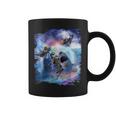 レインボーギャラクシー 宇宙に乗るサメに乗る猫 コーヒーマグ