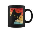 レトロな黒猫、ヴィンテージスタイルの黒猫。 コーヒーマグ