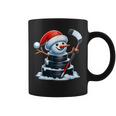 漫画 アイスホッケーパック 雪だるま サンタ帽子付き クリスマス コーヒーマグ