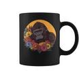花のイラストとゴリラ コーヒーマグ