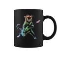 虹色グラデーションの猫のギターデザイン コーヒーマグ