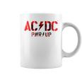 AcDcロックミュージックバンドpwrupフォトロゴ。 コーヒーマグ