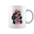 Coquette Bow Coonhound Dog Mom ピンクリボンガール コーヒーマグ
