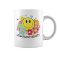 Grow Positive Thoughts イエロー スマイルフェイス 花 キッズ 女の子 コーヒーマグ