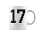 【バックプリント・背中側】17 数字 背番号 ユニフォーム ナンバー【ブラック／黒の文字】スポーツ 野球 サッカー 部活 コーヒーマグ