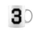 【バックプリント・背中側】3 数字 背番号 ユニフォーム ナンバー【ブラック／黒の文字】スポーツ 野球 サッカー 部活 コーヒーマグ