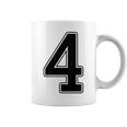 【バックプリント・背中側】4 数字 背番号 ユニフォーム ナンバー【ブラック／黒の文字】スポーツ 野球 サッカー 部活 コーヒーマグ