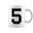 【バックプリント・背中側】5 数字 背番号 ユニフォーム ナンバー【ブラック／黒の文字】スポーツ 野球 サッカー 部活 コーヒーマグ