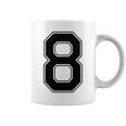 【バックプリント・背中側】8 数字 背番号 ユニフォーム ナンバー【ブラック／黒 の文字】スポーツ 練習着 部活 コーヒーマグ