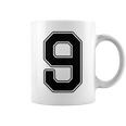 【バックプリント・背中側】9 数字 背番号 ユニフォーム ナンバー【ブラック／黒 の文字】スポーツ 練習着 部活 コーヒーマグ