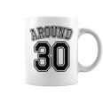 【バックプリント・背中側】Around 30 アラサー（三十歳 30才）ユニフォーム風 30代 誕生日プレゼント 面白 コーヒーマグ