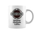 【バックプリント・背中側】Ossan おっさん（車好き ロゴ エンブレム パロディ）【変なデザイン屋さん】文字 面白い コーヒーマグ