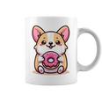 かわいいコーギーのドーナツを持つ漫画の犬愛好家アートキッズ。 コーヒーマグ