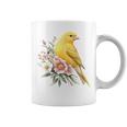 カナリアの鳥好き、ピンクの花のかわいい鳥、自然。 コーヒーマグ