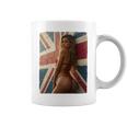 セクシーガールグラフィックtシャツ 「ホットピンナップガール&イギリスの旗」 長袖tシャツ コーヒーマグ