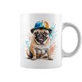 パグ、スナップバック キャップ、犬、カラフル、面白い、動物プリント コーヒーマグ