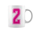 ピンク色背番号 2 チーム短大スポーツピンク色背番号付きユニフォーム コーヒーマグ