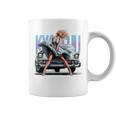 強風ピンナップガールとオールドアメ車のバックプリント コーヒーマグ