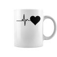 心電図のパターン ハートカラー ブラック コーヒーマグ