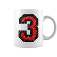 数字 3 ヴィンテージブラック&レッド コーヒーマグ