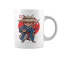 日本の侍 猫戦士 浮世侍 バックプリント コーヒーマグ