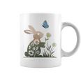 蝶のイースターとデイジーを保持している甘いウサギのウサギ 長袖tシャツ コーヒーマグ