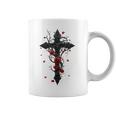 赤いバラのゴシック・クロス 長袖tシャツ コーヒーマグ